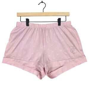 JUICY COUTURE WOMEN’S PINK COZY RHINESTONE “JC” SLEEP SHORTS – SIZE MEDIUM